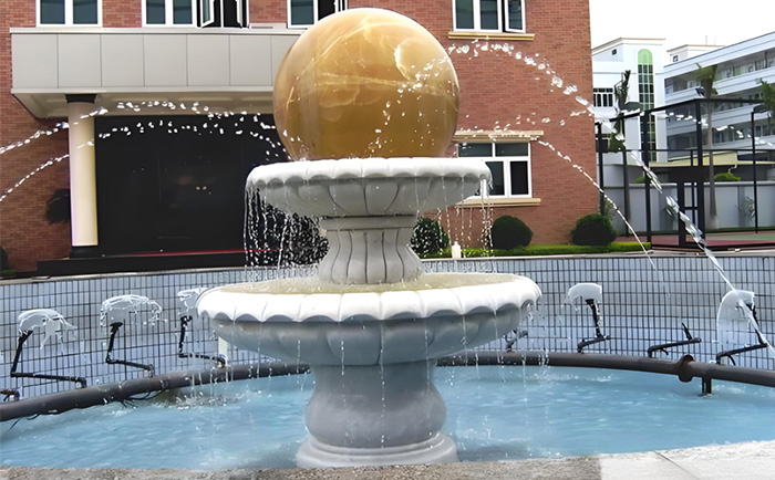 會轉(zhuǎn)動的石雕風(fēng)水球噴泉--夏日清涼新寵！