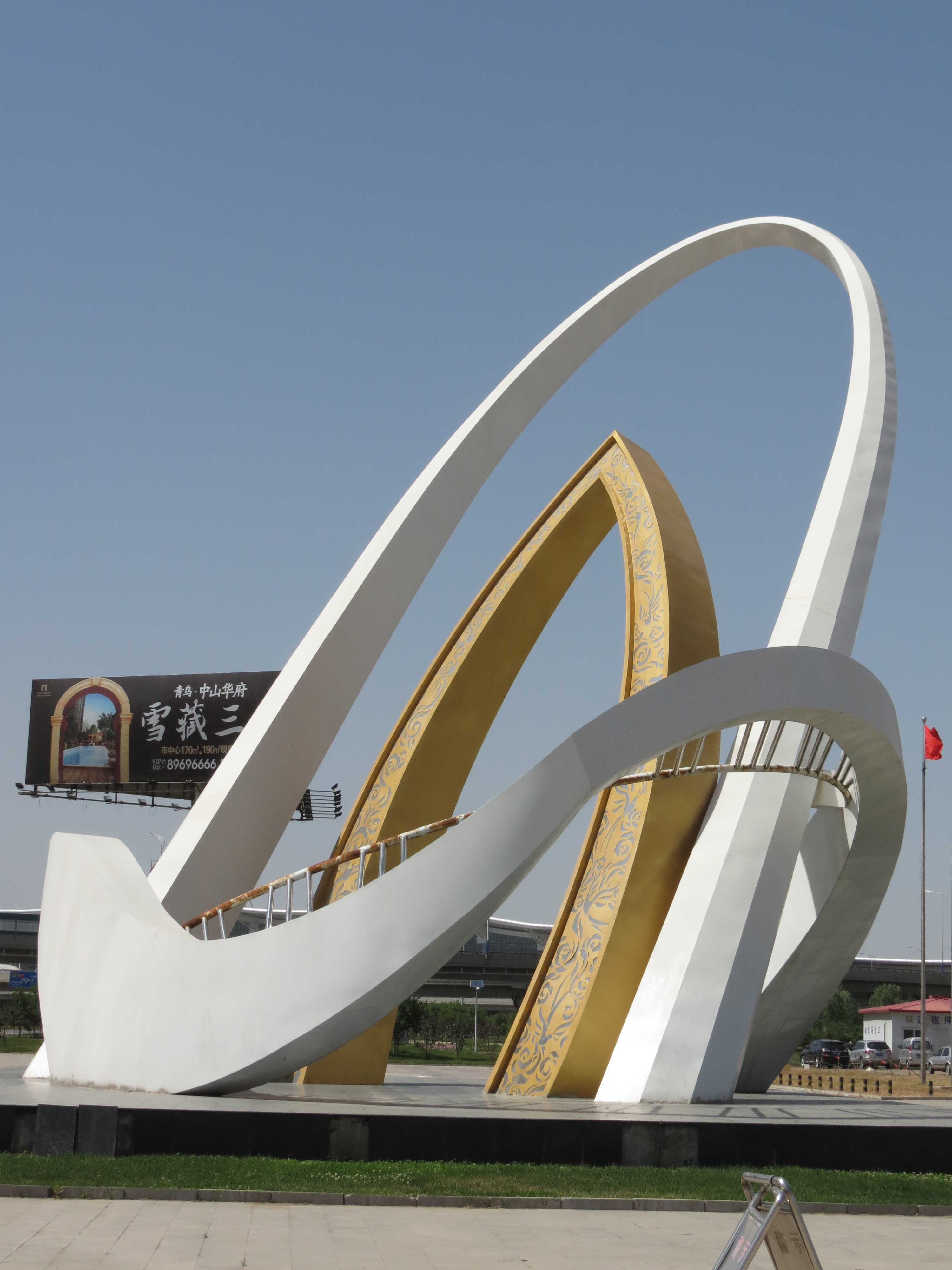 機場大型雕塑，不銹鋼機場雕塑，不銹鋼廣場景觀