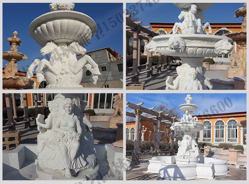 大理石噴泉，歐式人物動物噴泉，室外景觀噴泉定制