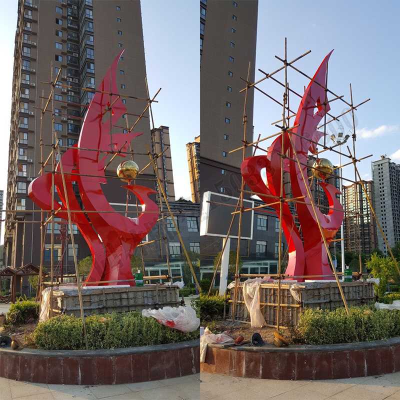 大型不銹鋼景觀雕塑，室外大型景觀雕塑，廣場(chǎng)不銹鋼標(biāo)志