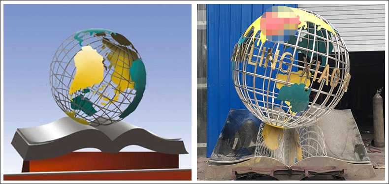 不銹鋼地球，景觀地球雕塑，學(xué)校地球儀擺件