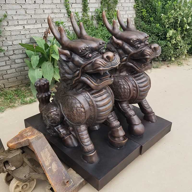 銅麒麟雕塑，銅麒麟擺件，鎮(zhèn)宅風(fēng)水麒麟