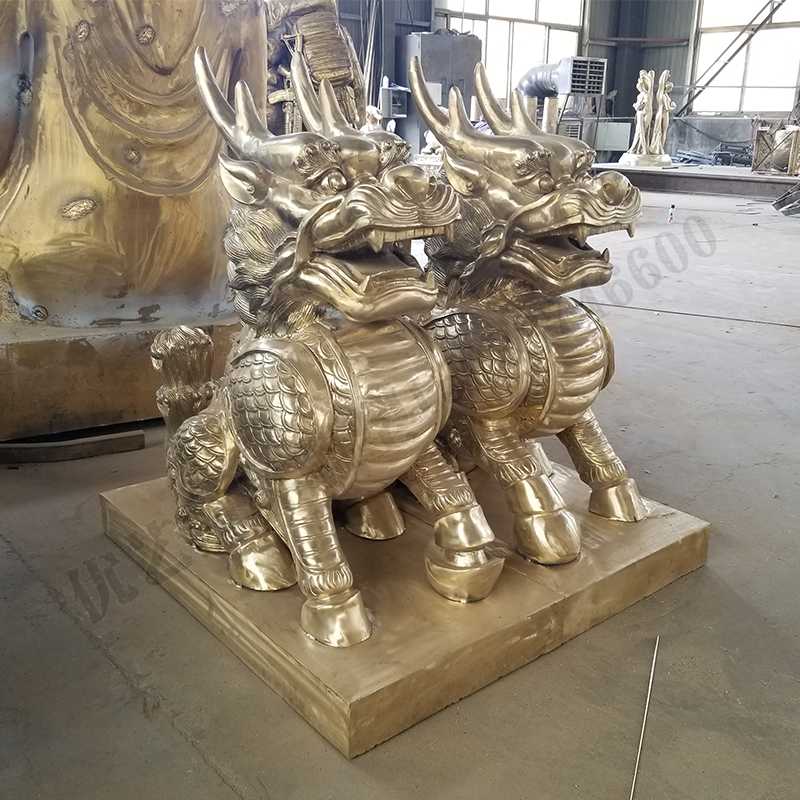 銅麒麟擺件，風(fēng)水麒麟擺件，傳統(tǒng)麒麟雕塑